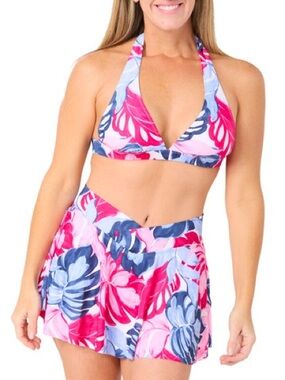 NWT Stella Parker Tropical Triangle Bikini Halter Top Sz L